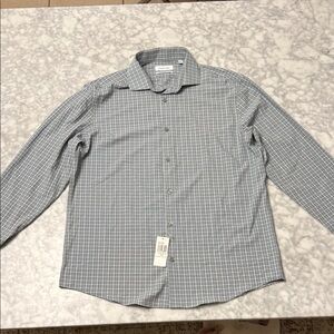 Calvin Klein Men's Blue Checkered Dress Shirt